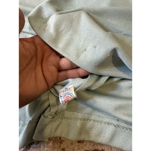 VTG Glam Disco Dress Maxi V Neck Fairy Angel Pastel Blue 60s 70s Union Made 12 - Picture 5 of 16